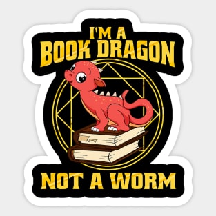 I'm A Book Dragon Not A Worm Sticker